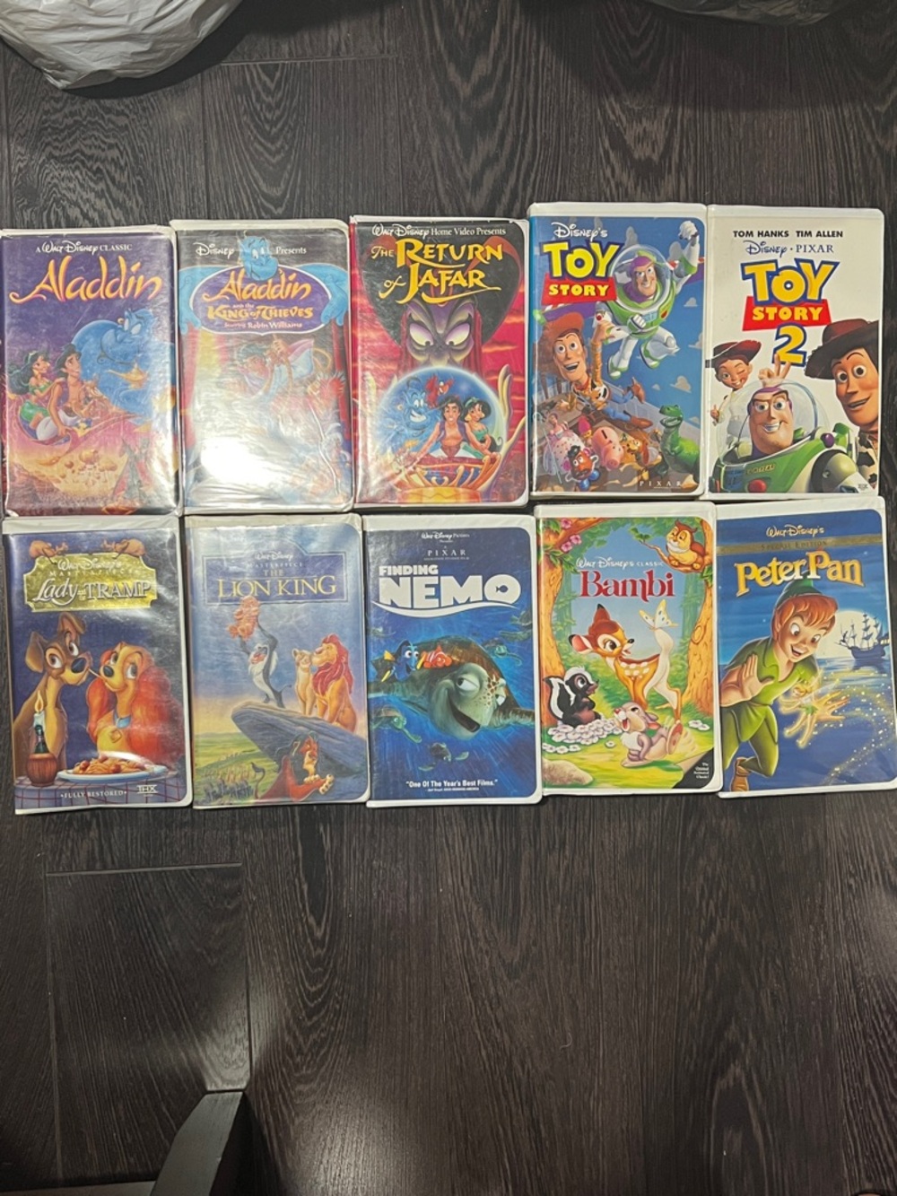 VHS Disney lot of 10 Lion King Aladdin Finding Nemo Toy Story Lady Tramp Bambi